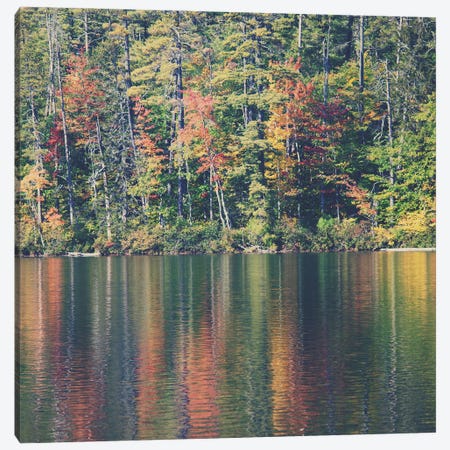 Autumn Leaves Reflected In Lake Chocorua New Hampshire Canvas Print #LEV39} by Laura Evans Canvas Art Print