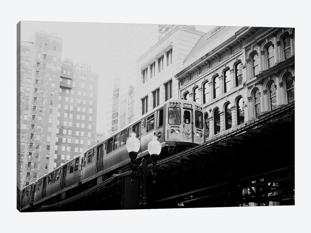 Black And White Chicago L Train by Laura Evans 1-piece Canvas Art