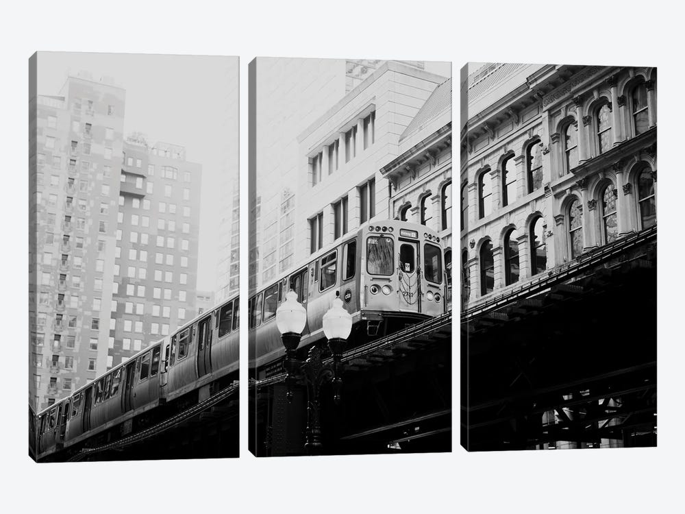 Black And White Chicago L Train by Laura Evans 3-piece Canvas Art