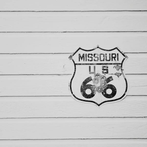 Route 66: Black And White Route 66 Print by Laura Evans