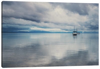 Boat Reflections In Lake Tahoe Canvas Art Print - Travel Art