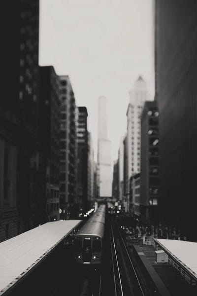 Black & White Cityscapes: Chicago South Loop L Train by Laura Evans