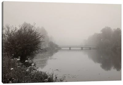 River Amper In Fog Canvas Art Print - Lena Weisbek