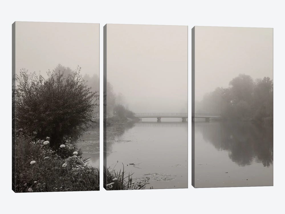River Amper In Fog by Lena Weisbek 3-piece Canvas Print