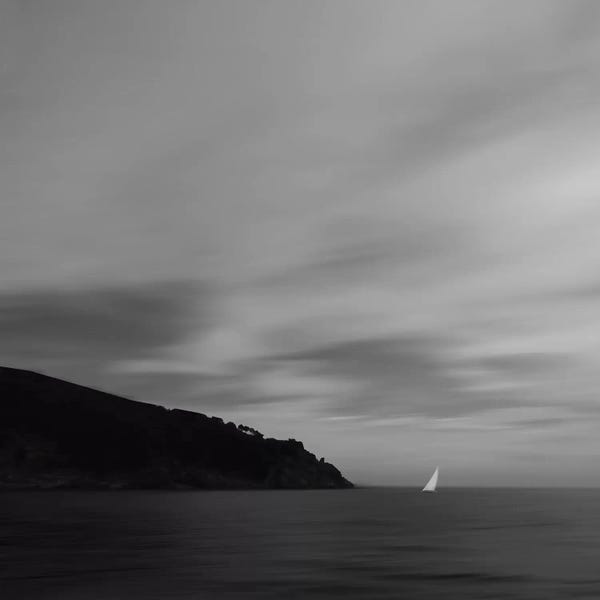 Lena Weisbek: Sea, Clouds And A Boat by Lena Weisbek