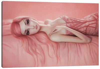 Audrey Canvas Art Print - Pink Art