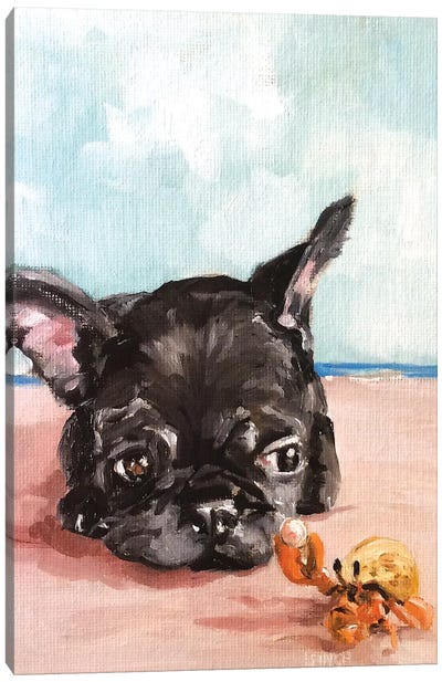 A Little Souvenir Canvas Art Print - French Bulldog Art