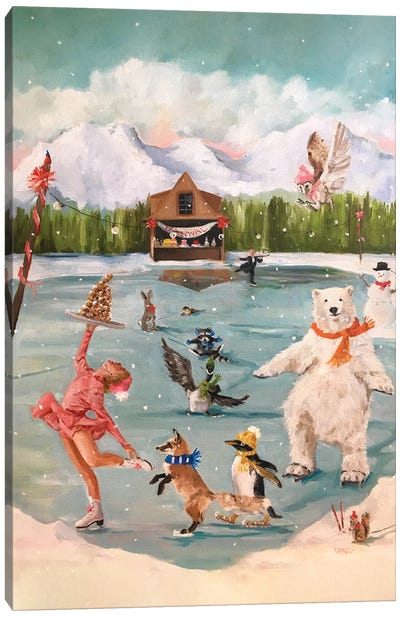 Winter Fun Canvas Art Print - Fox Art