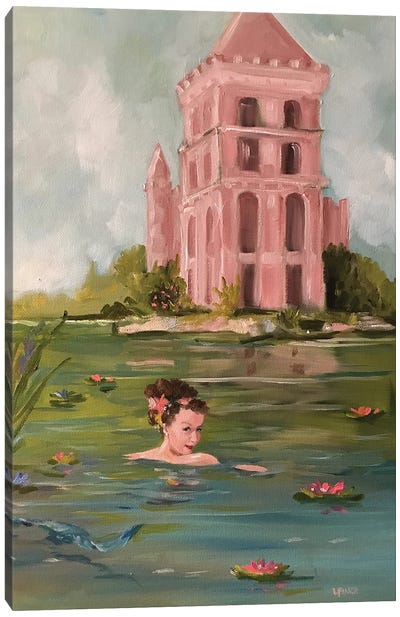 The Pink Sand Castle Canvas Art Print - Castle & Palace Art