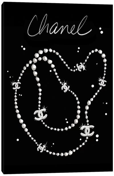 Chanel Necklace Canvas Art Print - Black & Dark Art