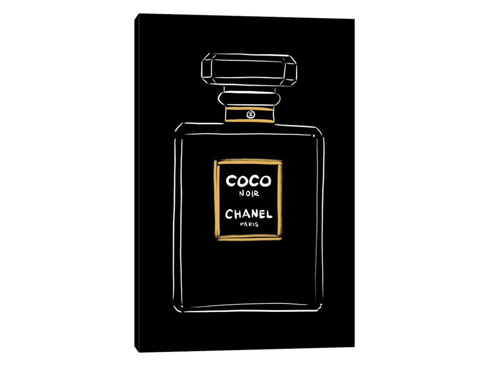 Wynwood Studio Fashion and Glam Wall Art Canvas Prints 'Coco Water Love'  Perfumes - Blue, Gold 