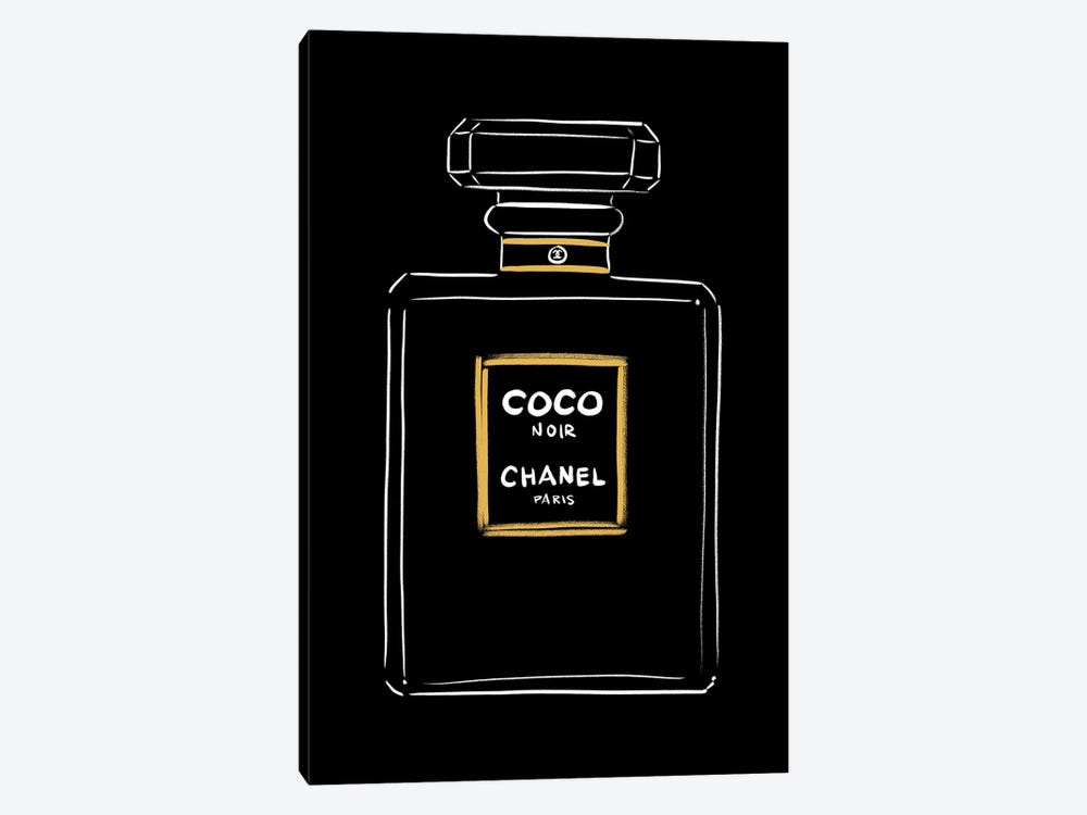 La Femme Jojo Canvas Wall Decor Prints - Chanel Coco Noir ( Fashion > Hair & Beauty > Perfume Bottles art) - 40x26 in