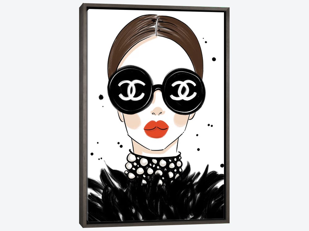 Framed Canvas Art - Chanel Sunglasses by La Femme Jojo ( Fashion > Fashion Brands > Chanel art) - 40x26 in