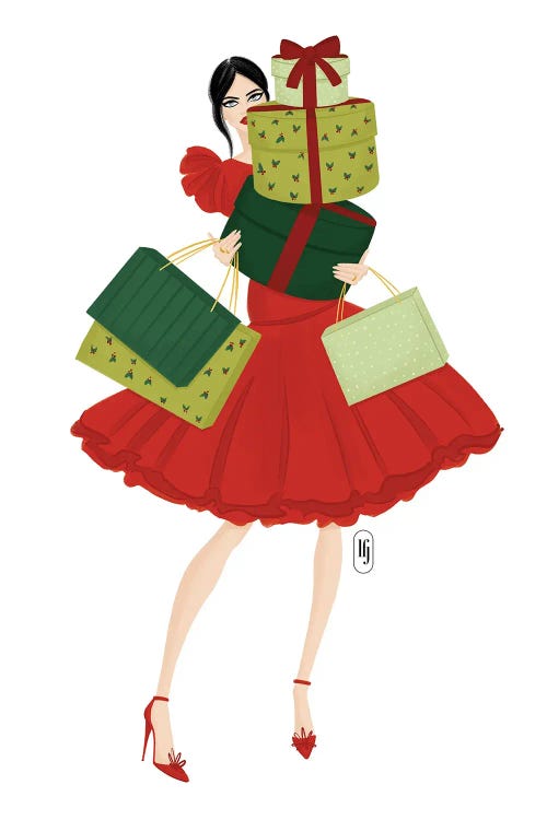Christmas Shopping by La femme Jojo wall art