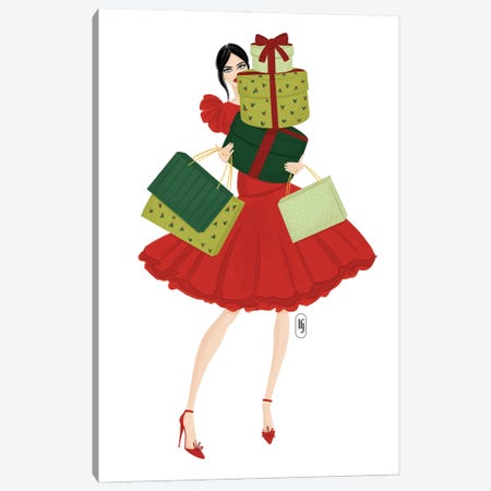 Christmas Shopping Canvas Print #LFJ155} by La femme Jojo Canvas Print