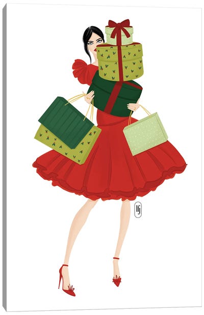 Christmas Shopping Canvas Art Print - La femme Jojo
