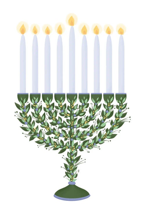 Hanukkah Floral Menorah by La femme Jojo wall art