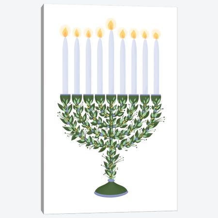 Hanukkah Floral Menorah Canvas Print #LFJ158} by La femme Jojo Canvas Art