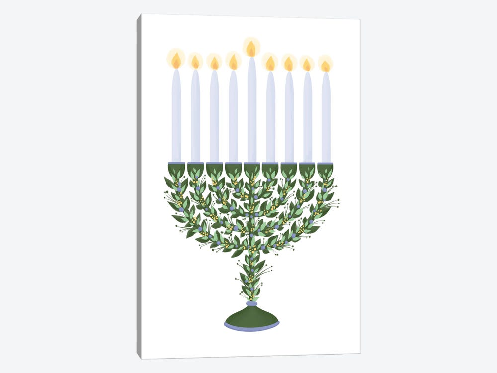 Hanukkah Floral Menorah by La femme Jojo 1-piece Canvas Art Print