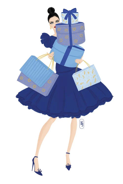 Hanukkah Shopping by La femme Jojo wall art