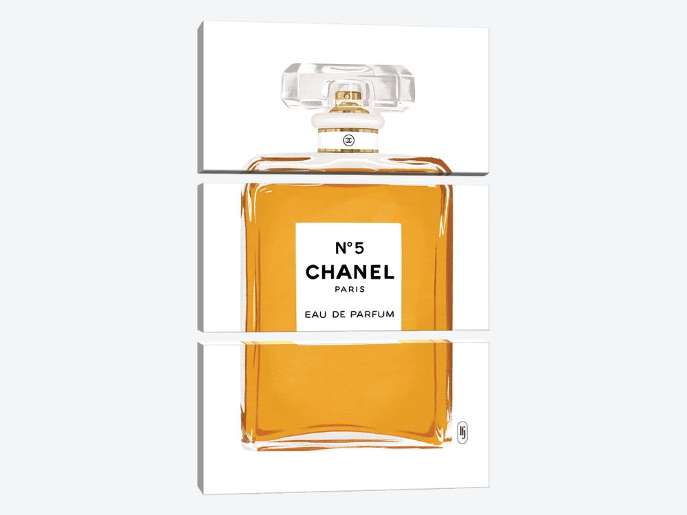 Chanel No V Perfume by La femme Jojo 3-piece Art Print