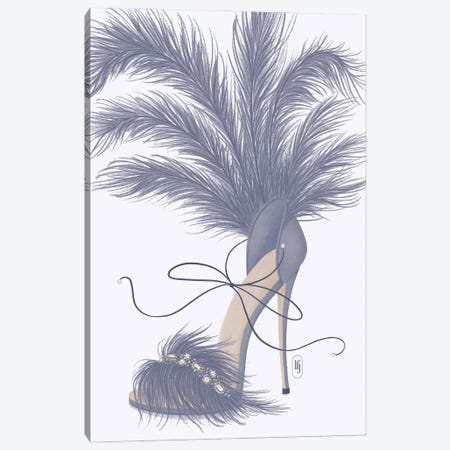 Lilac Feather Shoe Canvas Print #LFJ245} by La femme Jojo Art Print