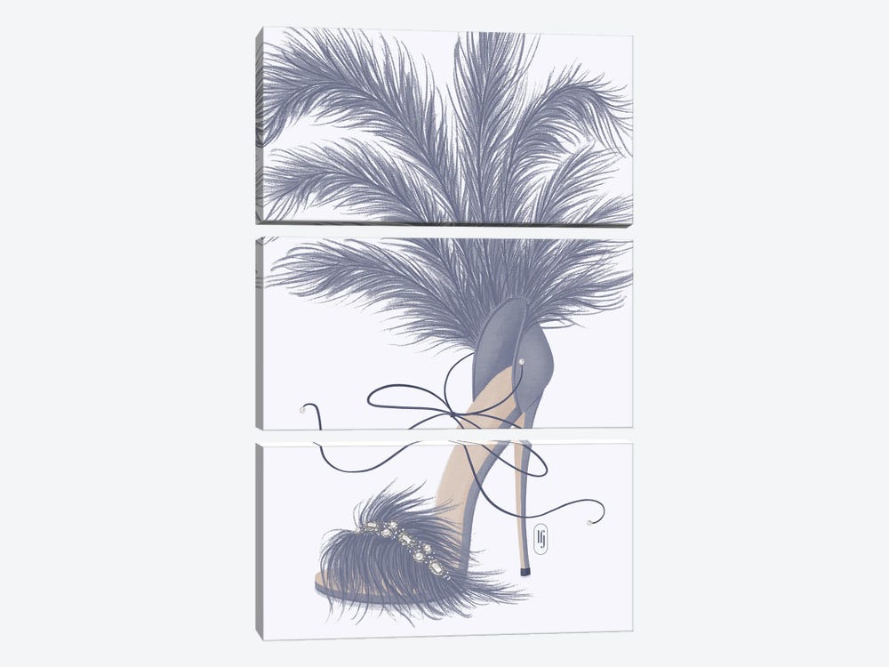Lilac Feather Shoe by La femme Jojo 3-piece Canvas Art Print