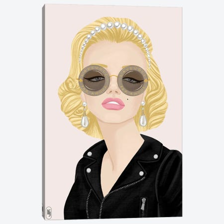 Modern Marilyn Leather Jacket Canvas Print #LFJ251} by La femme Jojo Canvas Print