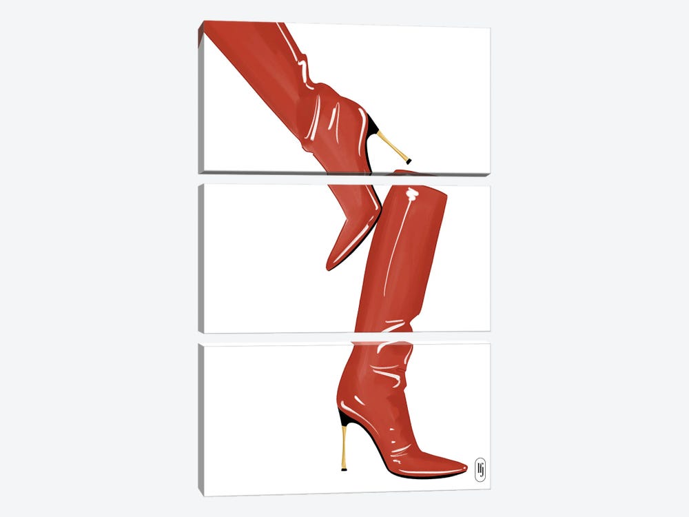 Red Boots by La femme Jojo 3-piece Canvas Art Print