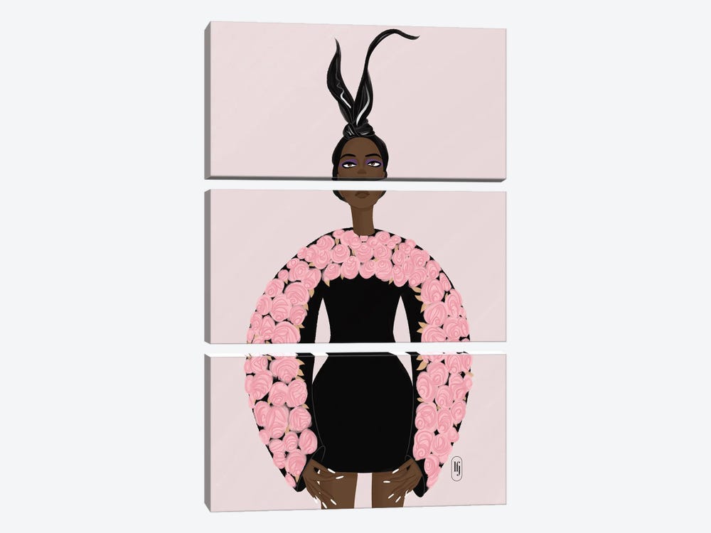 Haute Couture Bunny by La femme Jojo 3-piece Canvas Art Print