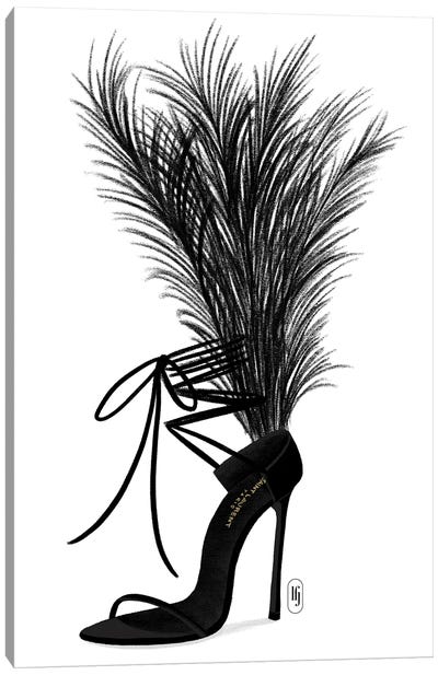 YSL Black Feather Heel Canvas Art Print - La femme Jojo