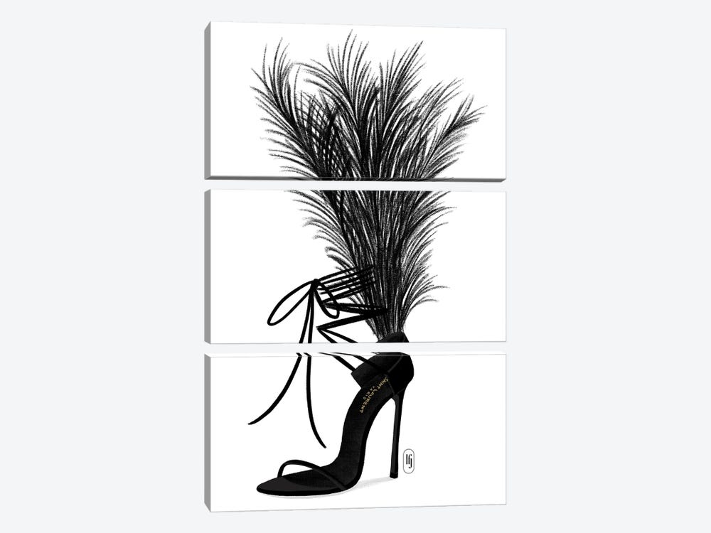 YSL Black Feather Heel by La femme Jojo 3-piece Canvas Artwork