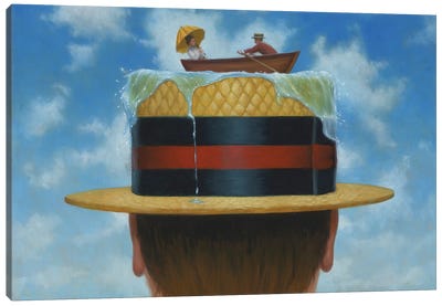 A Boater Canvas Art Print - Playful Surrealism
