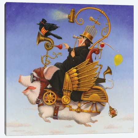 Pigs Fly II Canvas Print #LFK27} by Lisa Falkenstern Canvas Artwork