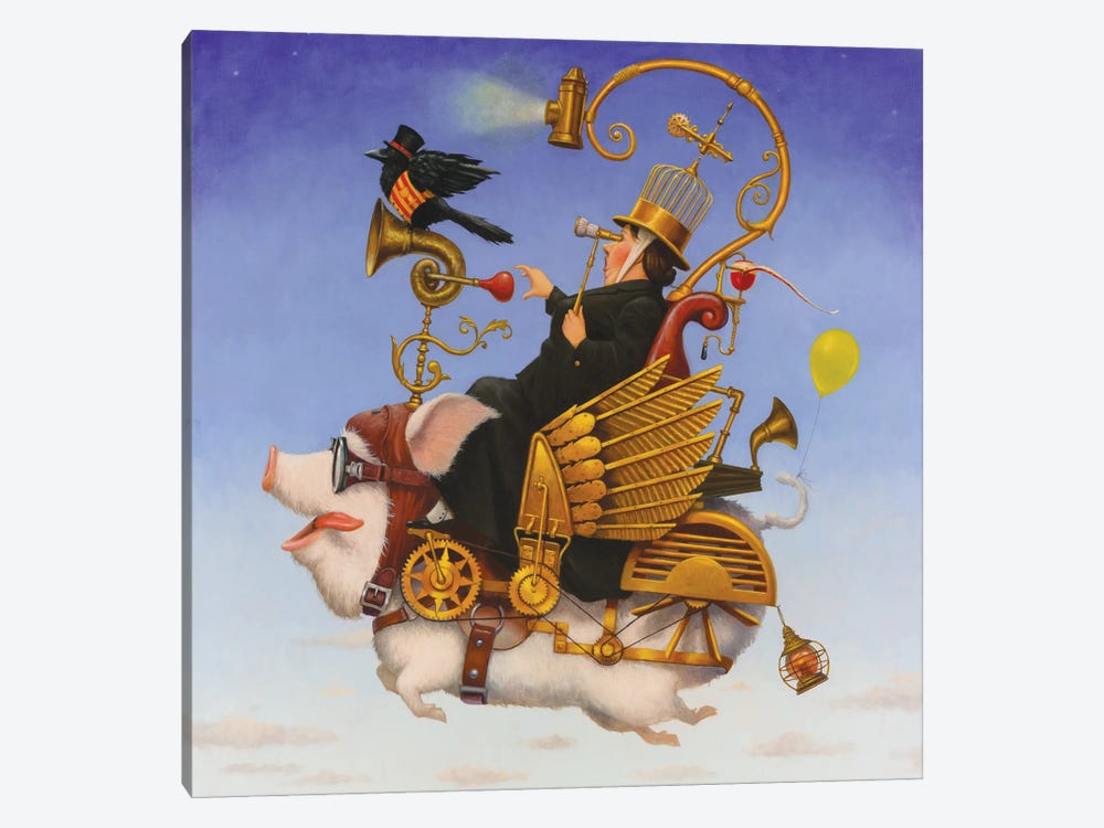 Pigs Fly II by Lisa Falkenstern 1-piece Canvas Artwork