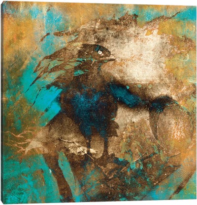 Falcon Canvas Art Print - Gold & Teal Art