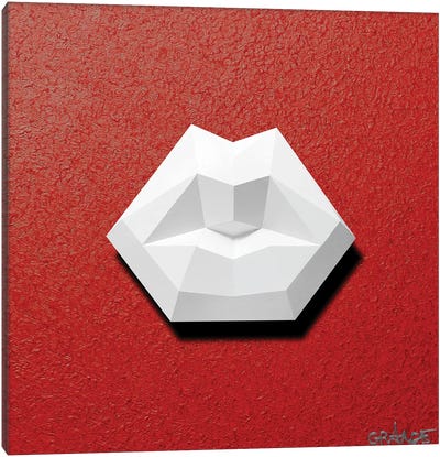 White Lips 3D Canvas Art Print - Alla GrAnde