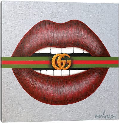 Love Gucci Belt Canvas Art Print - Lips Art