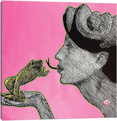Kiss A Frog Canvas Art Print - Alla GrAnde