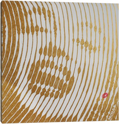 Marilyn Gold Stripes Canvas Art Print - Alla GrAnde