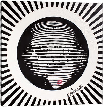 Karl Black & White Stripes Canvas Art Print - Karl Lagerfeld