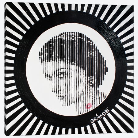 Coco Black & White Stripes Canvas Print #LGA179} by Alla GrAnde Art Print