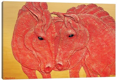 Horses In Love Canvas Art Print - Alla GrAnde