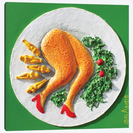 Chicken Legs With Fries Canvas Print #LGA207} by Alla GrAnde Canvas Art