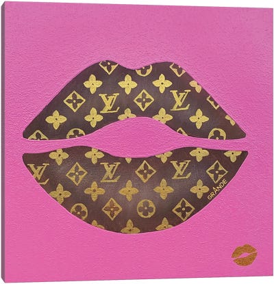 Louis Pink Canvas Art Print - Lips Art