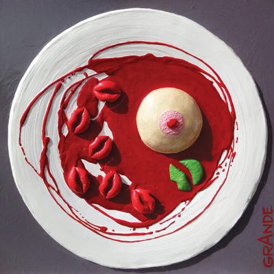Panna Cotta With Raspberry Sauce by Alla GrAnde metal wall art