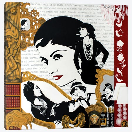 Framed Canvas Art - Coco Chanel by Natasha Mylius ( People > celebrities > Models & Fashion Icons > Coco Chanel art) - 26x40 in