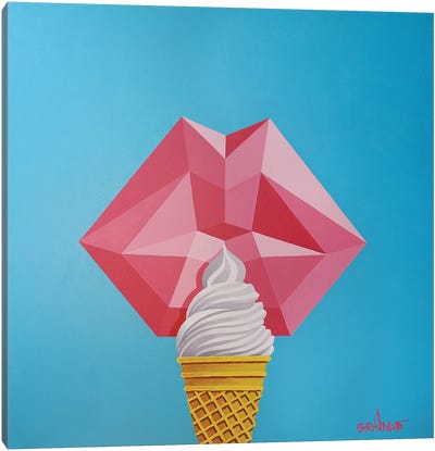 Love Ice Cream Canvas Art Print - Lips Art