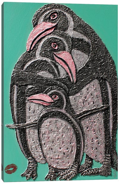 Penguin Love Canvas Art Print - Alla GrAnde