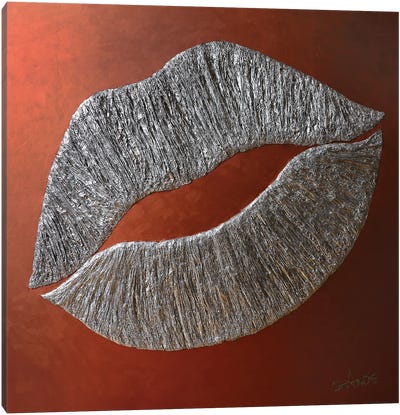 Silver Lips Canvas Art Print - Alla GrAnde